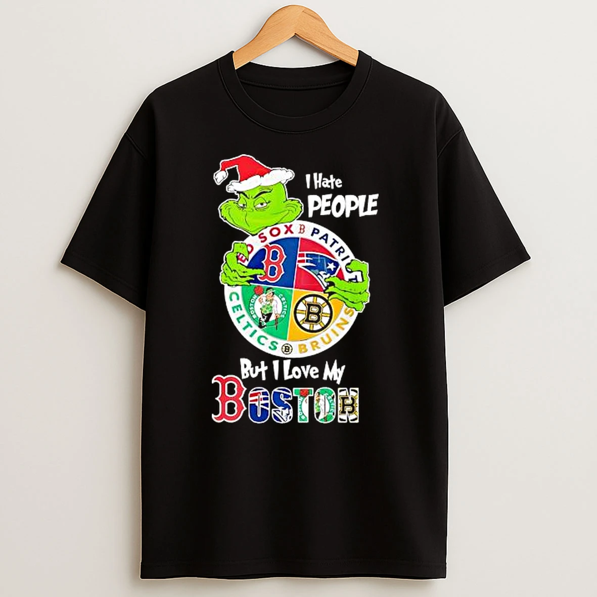 The Grinch I Hate People But I Love My Boston Team Shirts