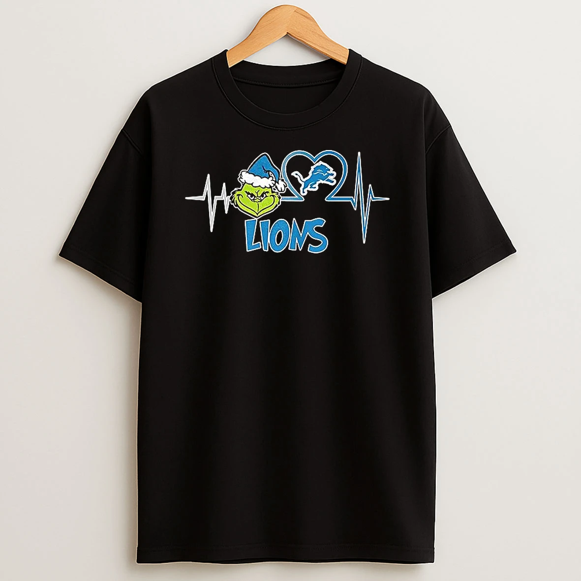 The Grinch Heartbeat X Detroit Lions Football Lover Shirts