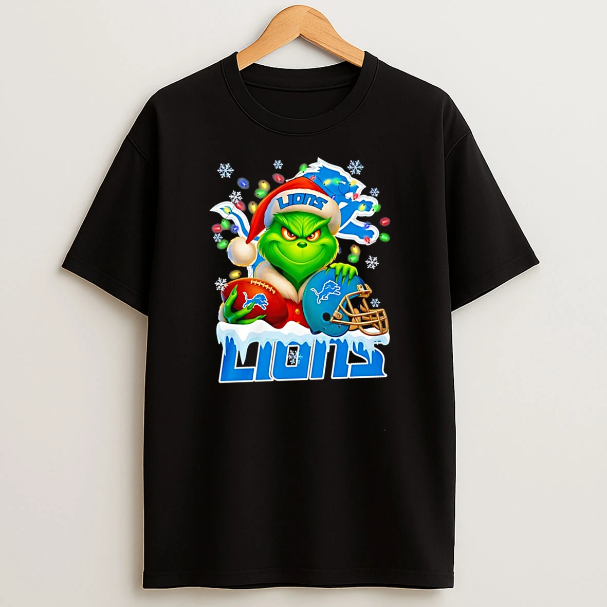 The Grinch Love Detroit Lions Football Lights Christmas 25 Shirts