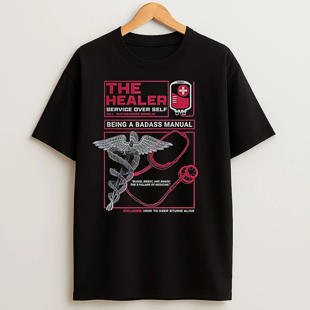 The Healer Service Over Self Rod Of Asclepius T Shirts