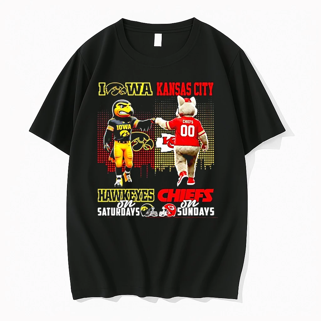 The Iowa Hawkeyes On Saturdays And Kansas City Chiefs On Sundays Mascots College Shirts