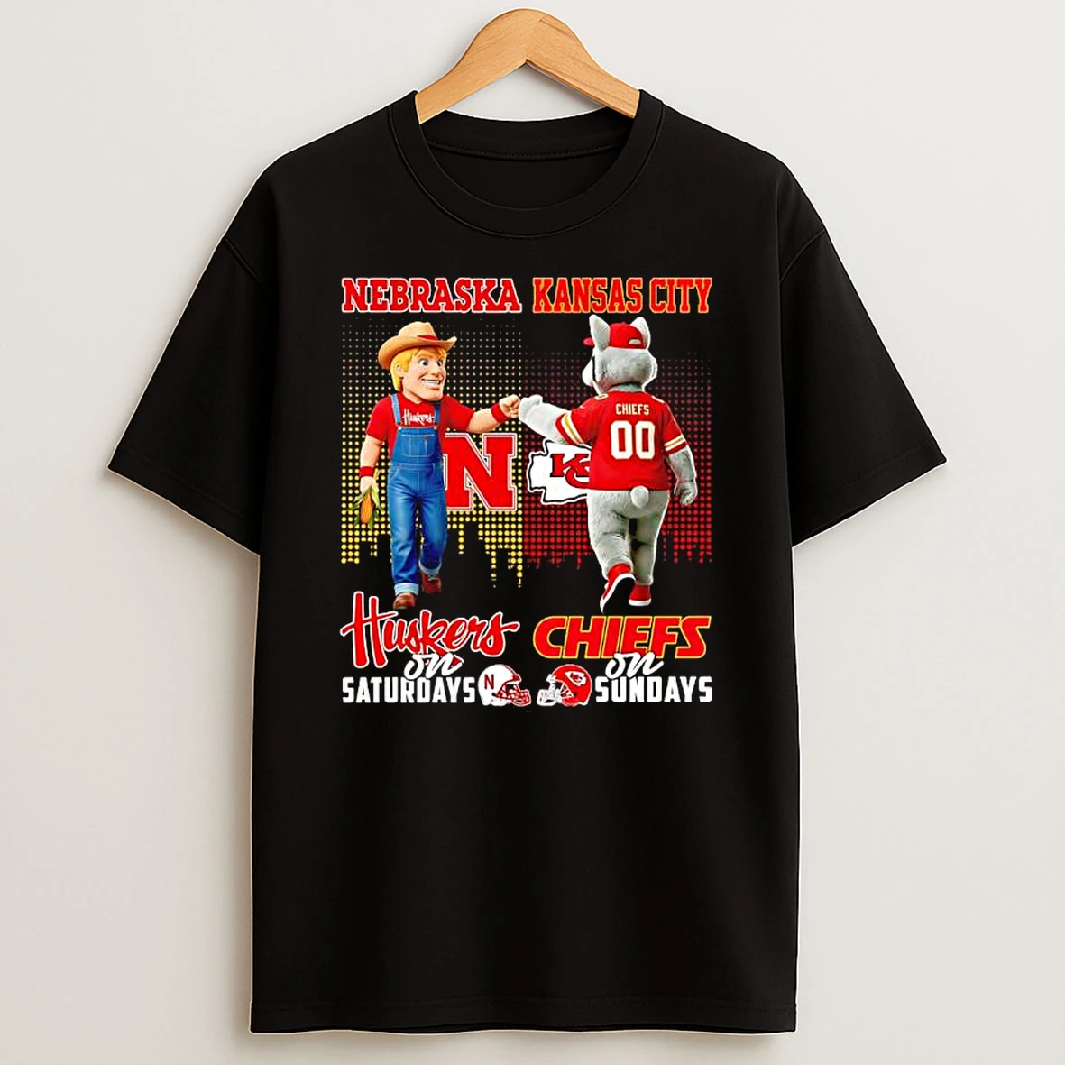 The Nebraska Cornhuskers On Saturdays And Kansas City Chiefs On Sundays Mascots College Shirts