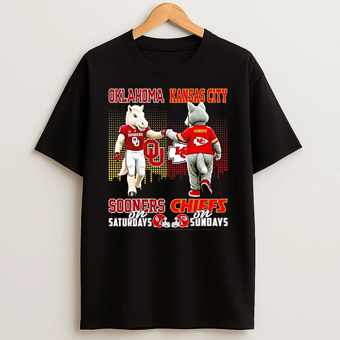 The Oklahoma Sooners On Saturdays And Kansas City Chiefs On Sundays Mascots College Shirts