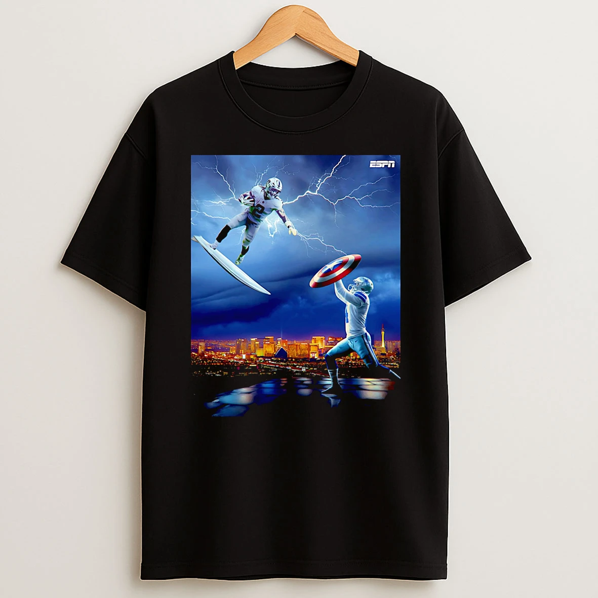 The Silver Surfer And The Raiders Take On The Captain Of Americas Team Under The Monday Night Lights Shirts