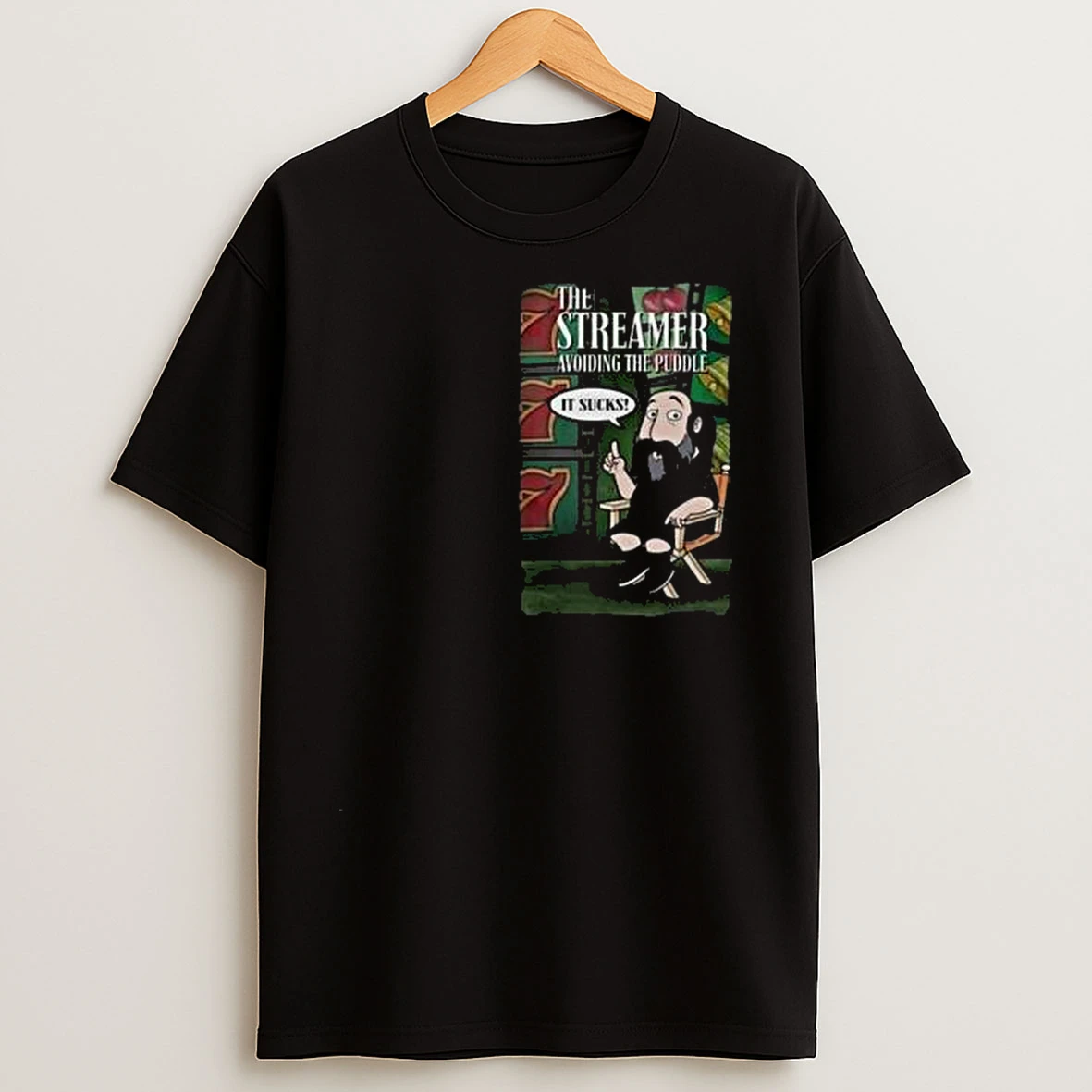 The Streamer Avoiding The Puddle Circle Black T Shirts