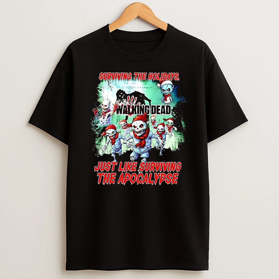 The Walking Dead Just Like Surviving The Apocalypse Christmas Shirts