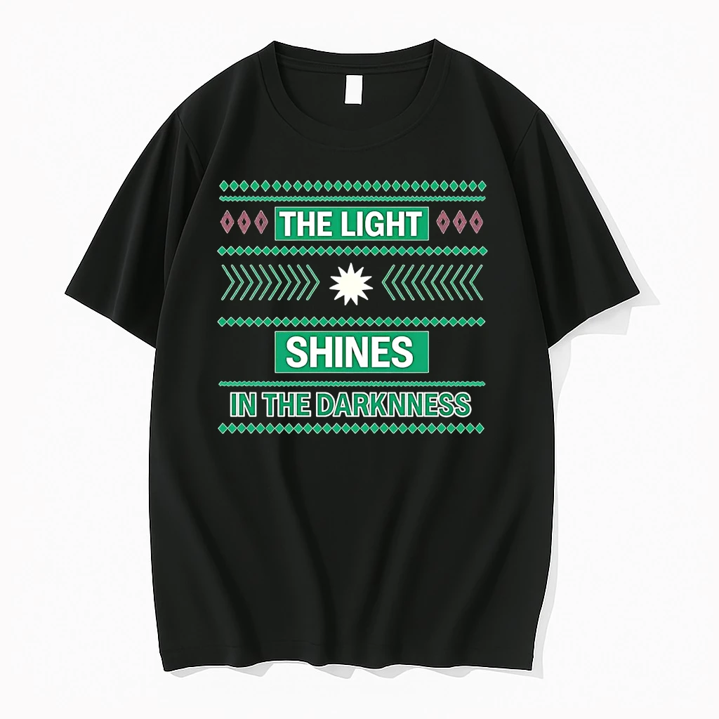 The Light Shines In The Darkness Ugly Christmas Shirts
