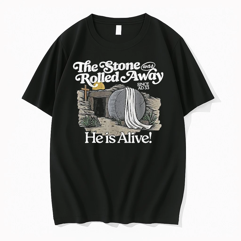 The Stone Was Rolled Away He Is Alive Retro Christian Easter Shirts
