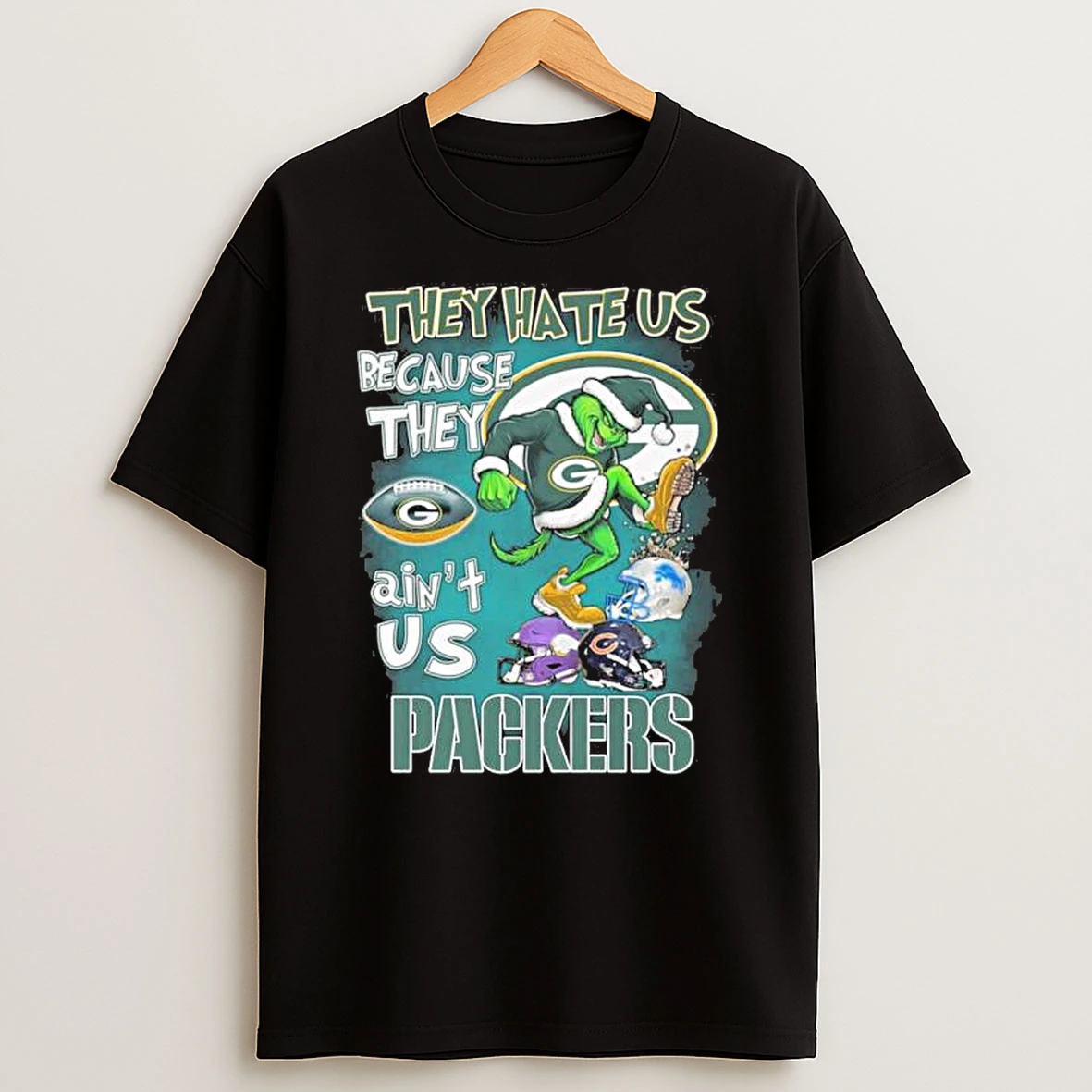 They Hate Us Cause They Aint Us Grinch Green Bay Packers Stomp On Nfl Teams Shirts
