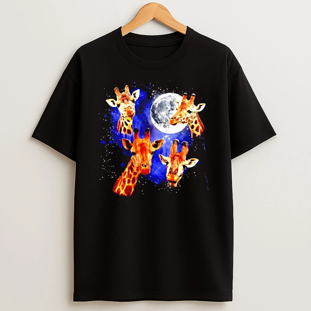 Three Giraffe Retro Graphic Moon Shirts
