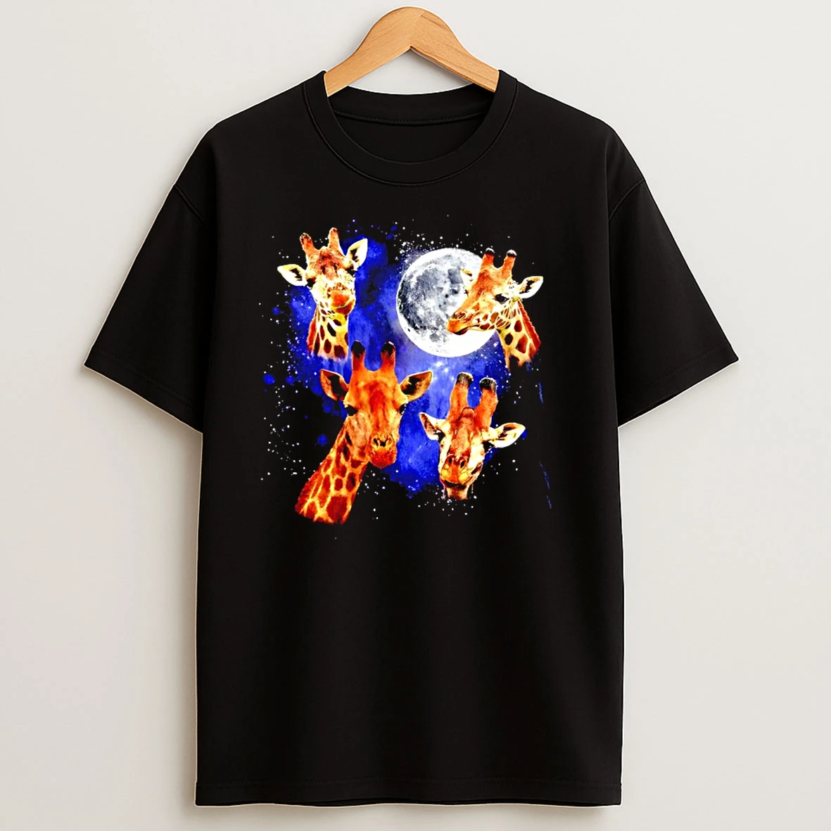 Three Giraffe Retro Graphic Moon T Shirts