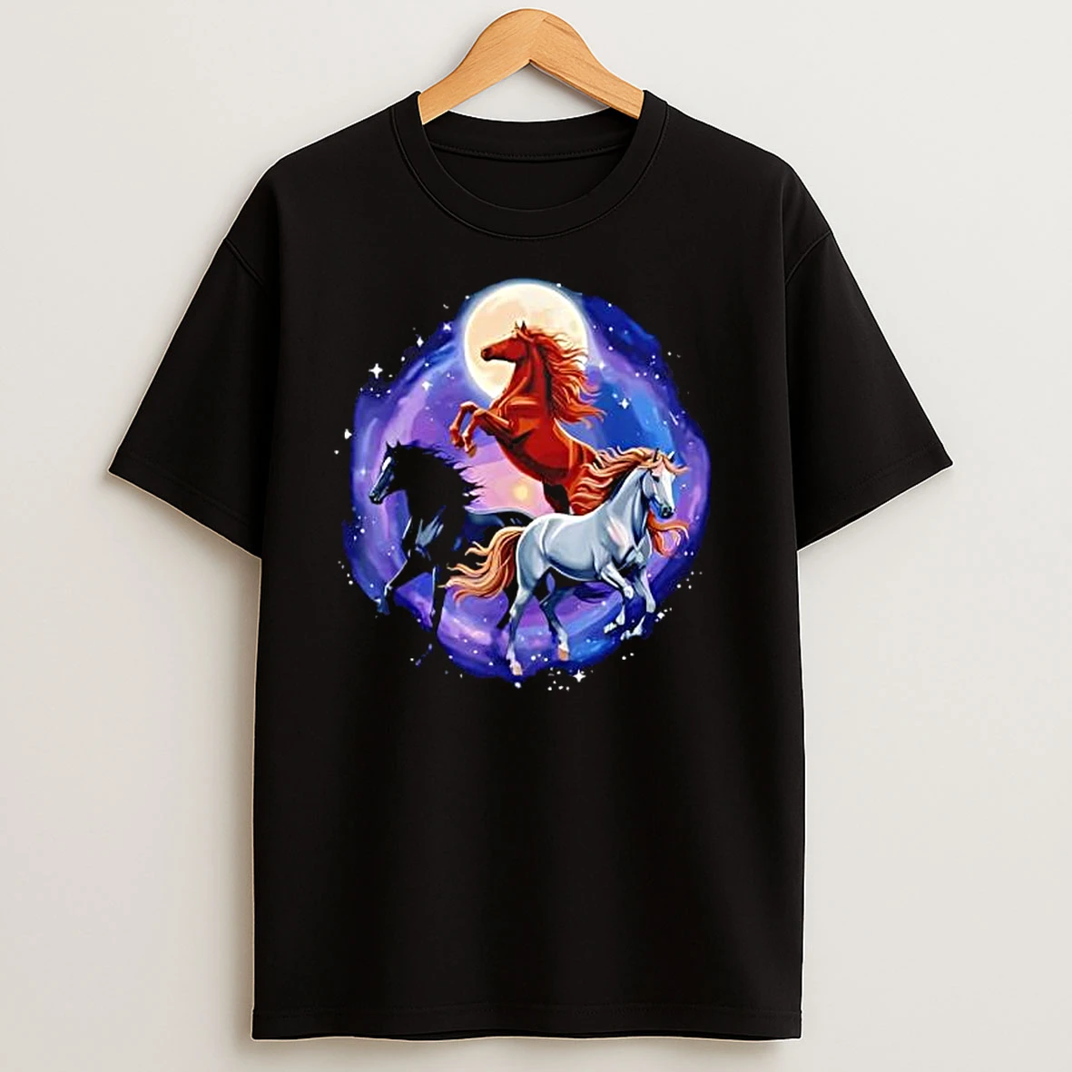 Three Moon Funny Horse T Shirts