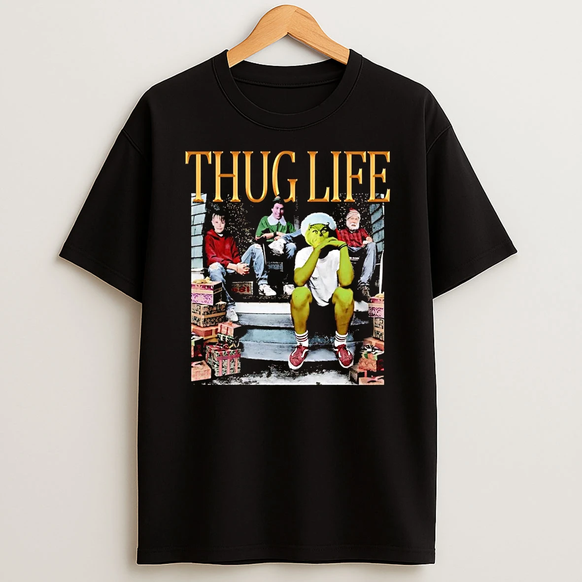 Thug Life Gang Kevin Elf Santa And Grinch Christmas Shirts