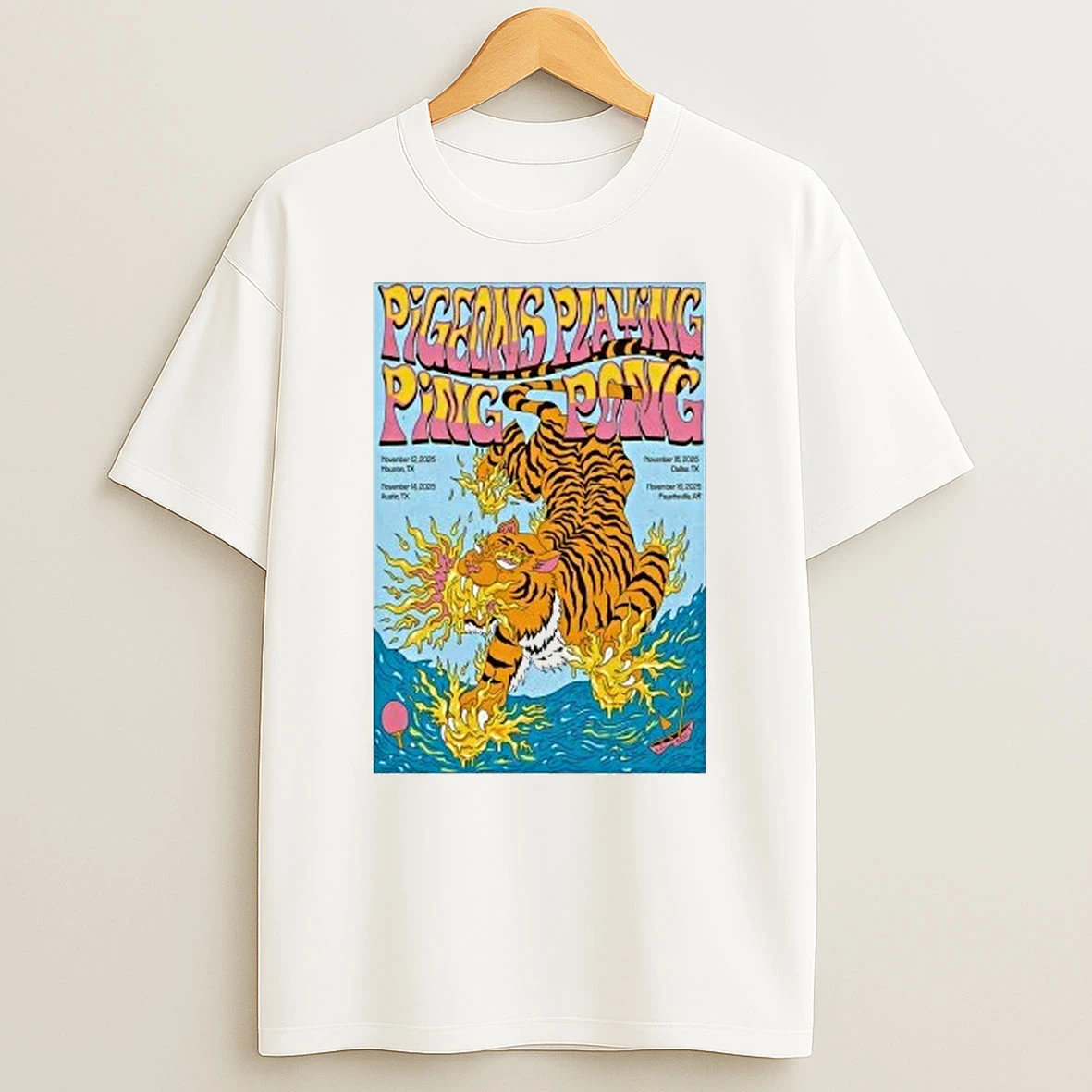Tiger Pigeons Playing Ping Pong Nov 14 2025 Austin Tx Shirts