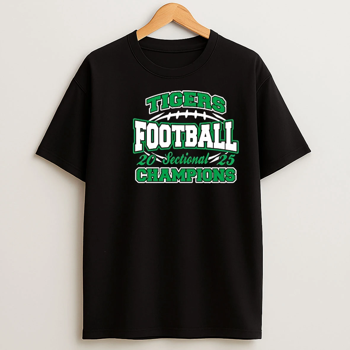 Tigers Football Sectional Champions 2025 Graphic Circle Black T Shirts