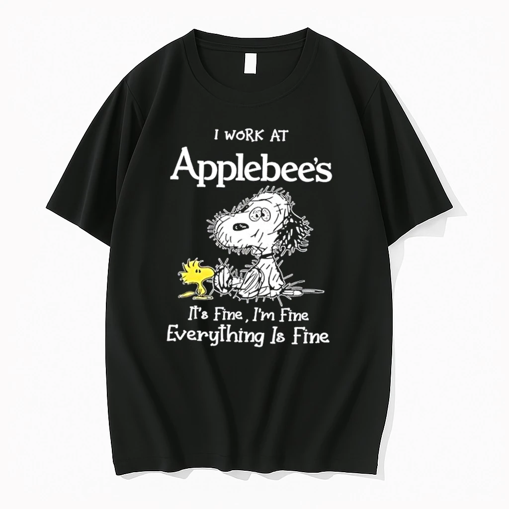Tired Snoopy And Woodstock I Work At Applebees Its Fine Im Fine Everything Is Fine Shirts
