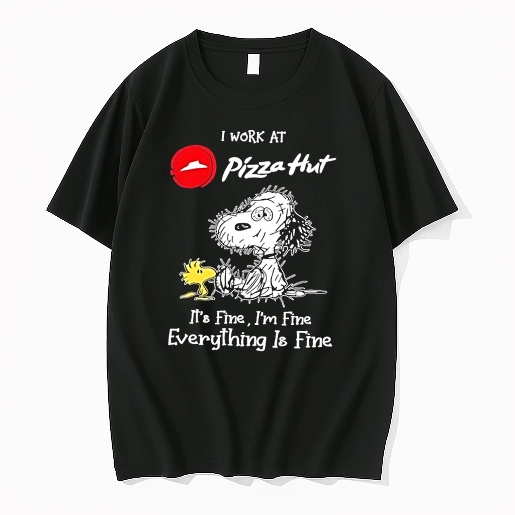Tired Snoopy And Woodstock I Work At Pizza Hut Its Fine Im Fine Everything Is Fine Shirts