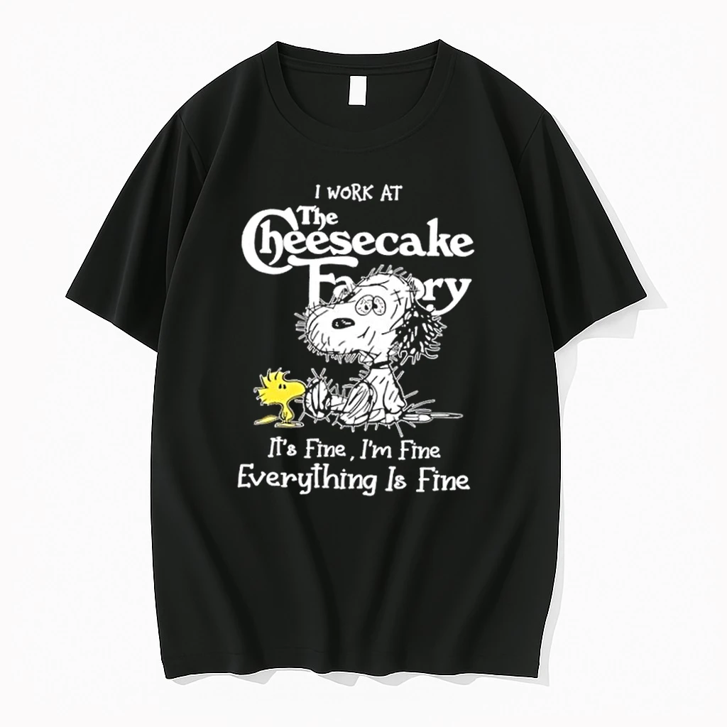 Tired Snoopy And Woodstock I Work At The Cheesecake Factory Its Fine Im Fine Everything Is Fine Shirts
