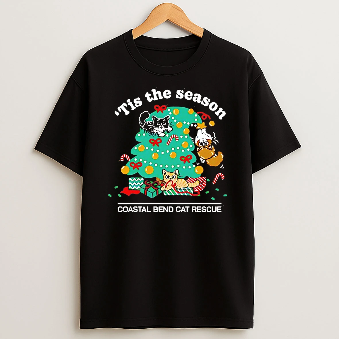 Tis The Season Coastal Bend Cat Rescue Christmas Shirts