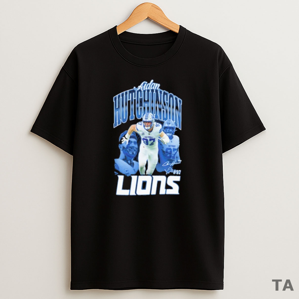 Top Aidan Hutchinson 97 Detroit Lions Football Player Signature Sweatshirt Tee