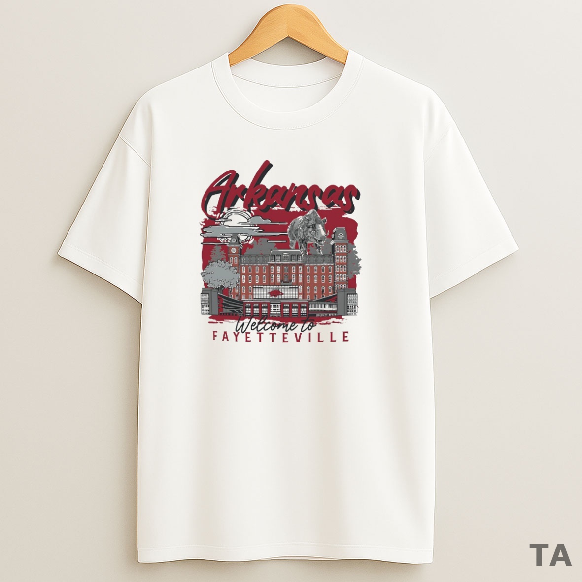 Top Arkansas Razorbacks Welcome To Fayetteville Circle Sweatshirt Tee