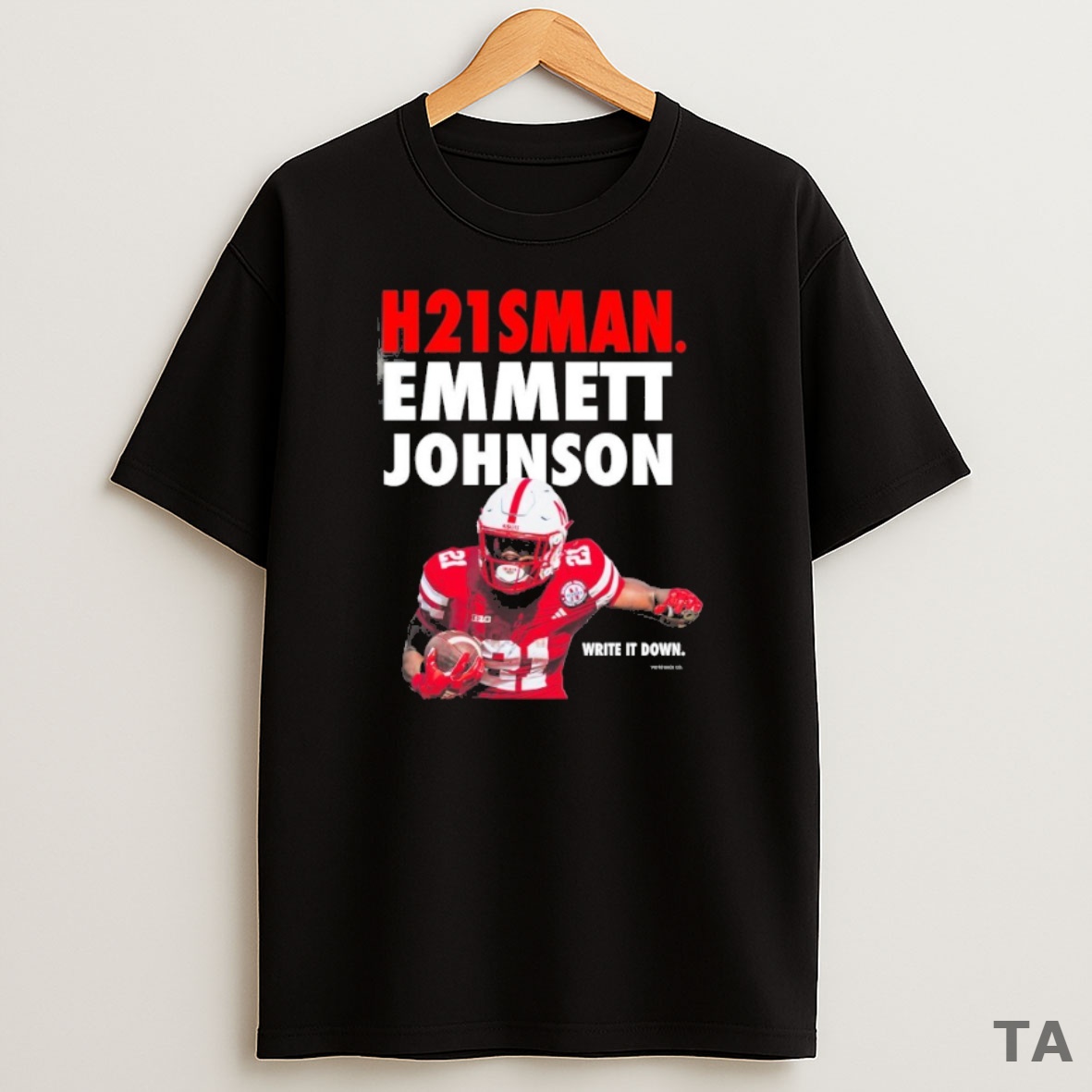 Top Emmett Johnson H21sman Write It Down Nebraska Cornhuskers Sweatshirt Tee