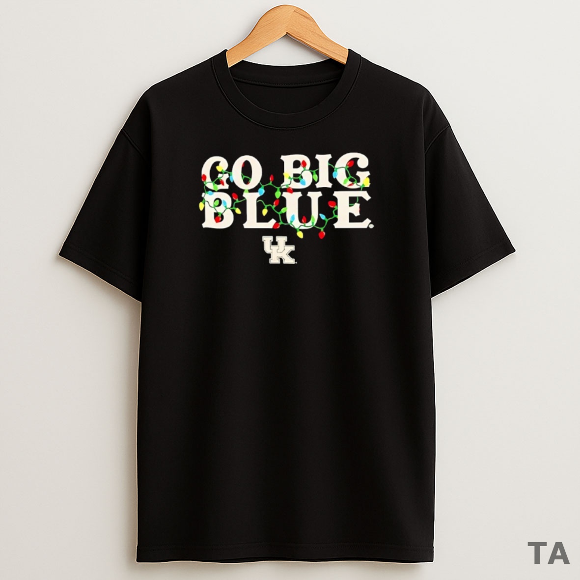 Top Go Big Blue Kentucky Wildcats String Lights Christmas Logo Sweatshirt Tee