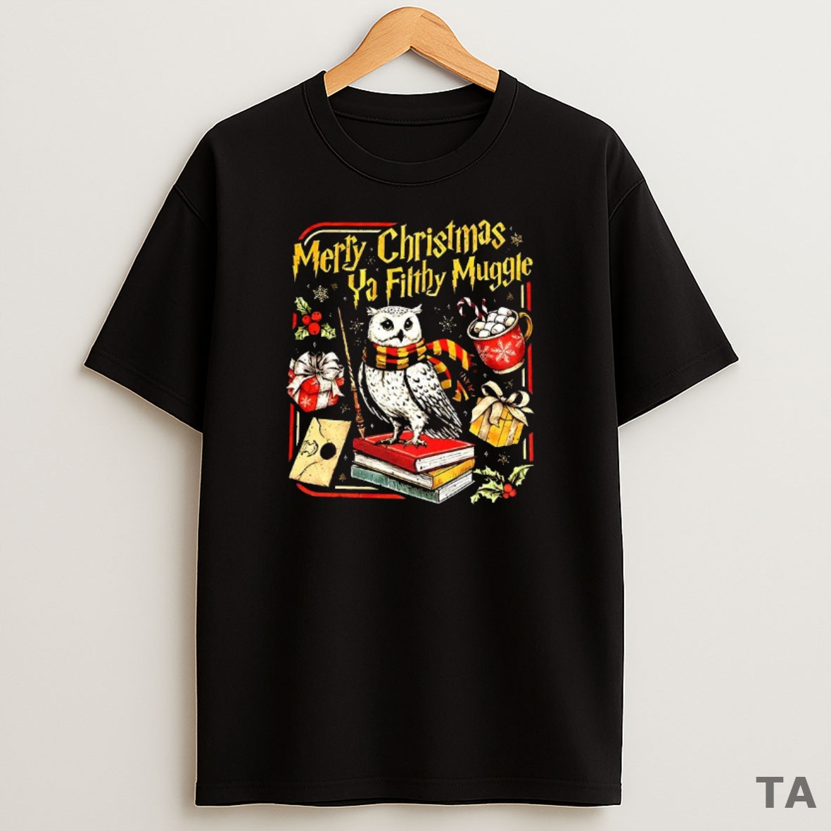 Top Harry Potter Merry Christmas Ya Filthy Muggle Gryffindor Owl Sweatshirt Tee