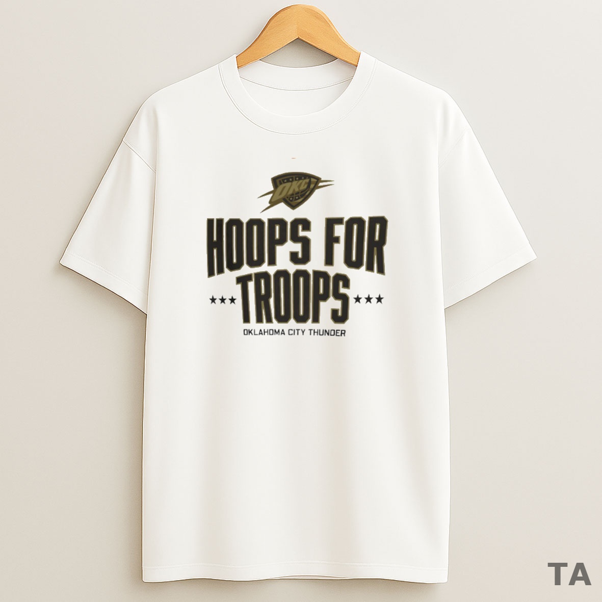 Top Hoops For Troops Oklahoma City Thunder Basketball Circle Sweatshirt Tee