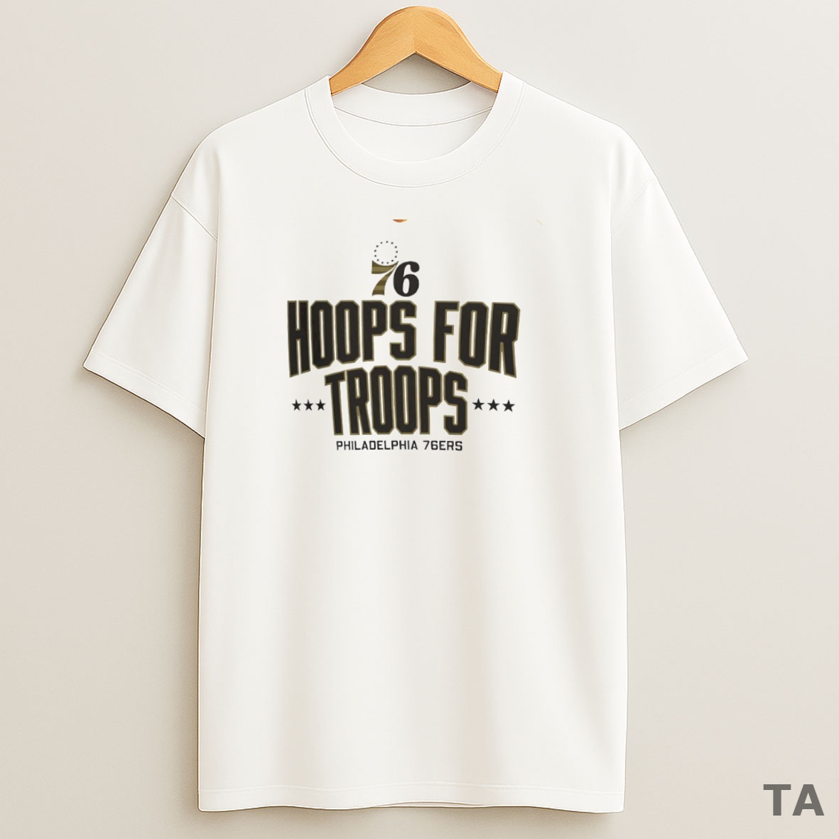 Top Hoops For Troops Philadelphia 76ers Basketball Circle Sweatshirt Tee