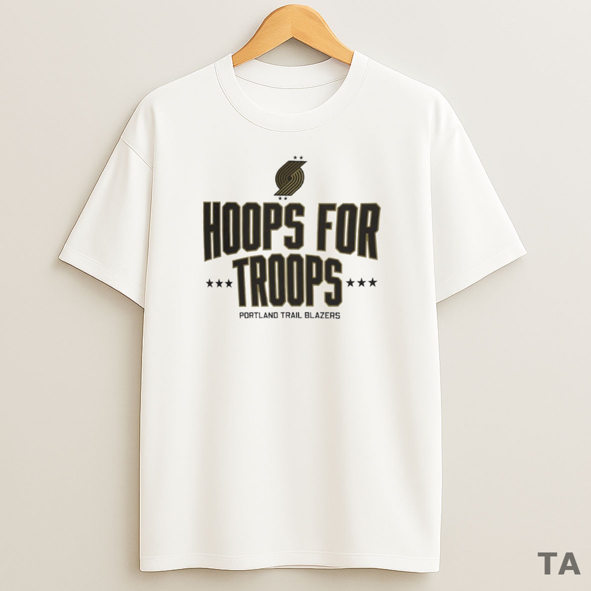 Top Hoops For Troops Portland Trail Blazers Basketball Circle Sweatshirt Tee