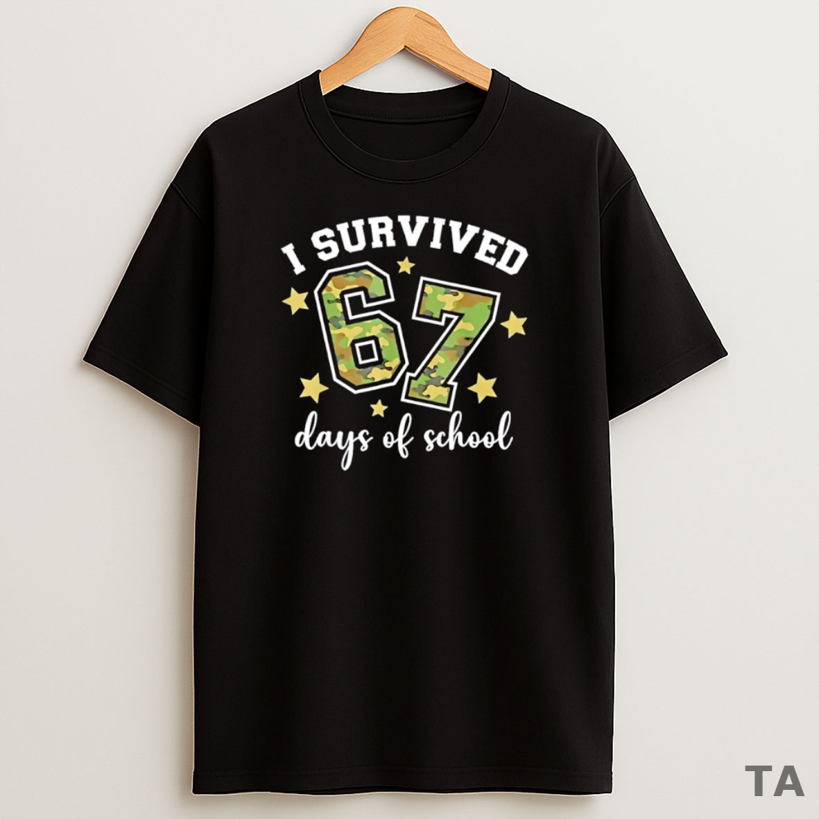 Top I Survived 67 Days Of School Camo Sweatshirt Tee