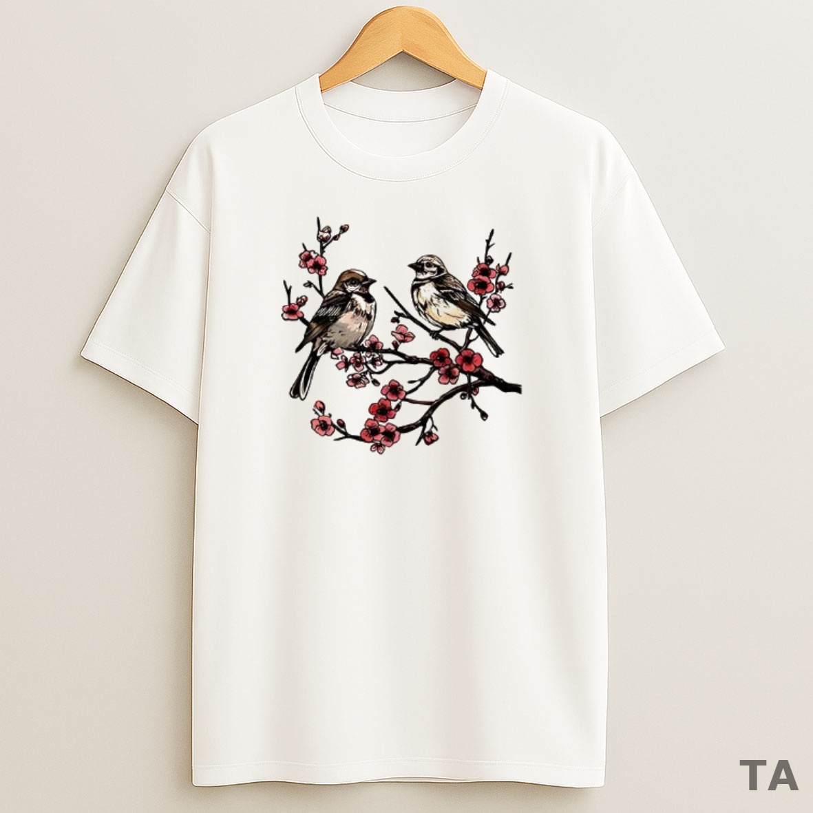 Top Japanese Cherry Blossoms Birds Sweatshirt Tee