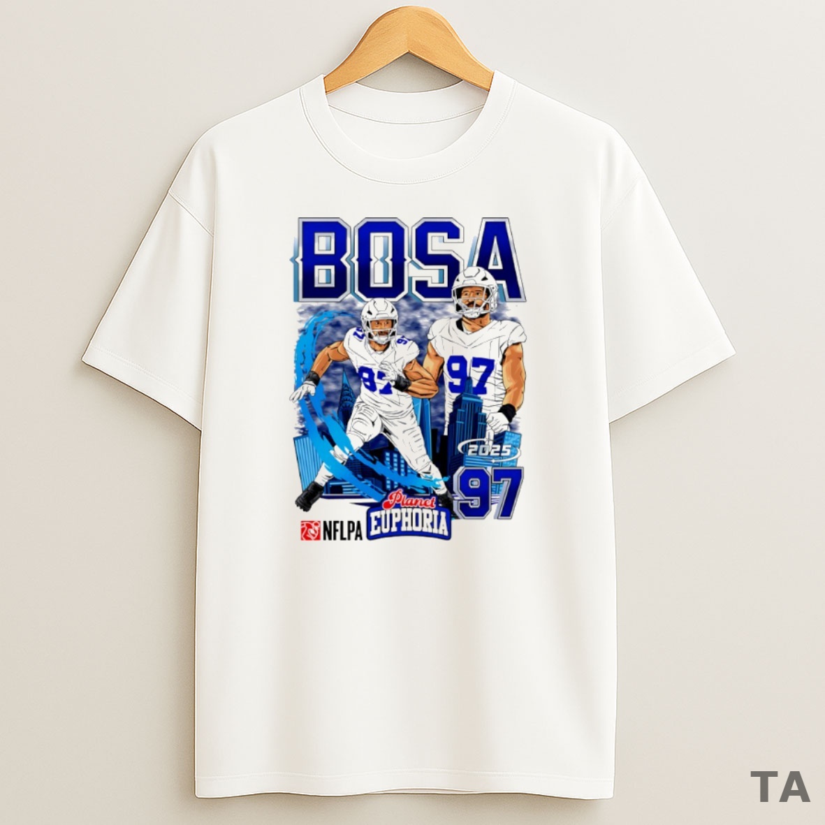 Top Joey Bosa 97 Buffalo Bills Football Skyline Comic Circle Sweatshirt Tee
