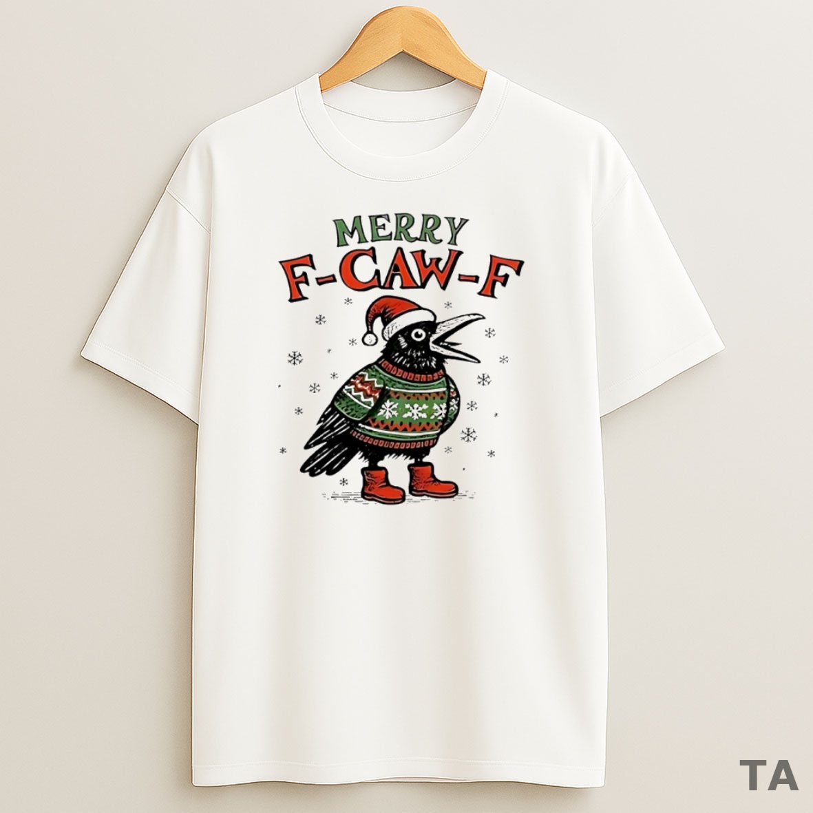 Top Merry F Caw F 2025 Christmas Circle Sweatshirt Tee