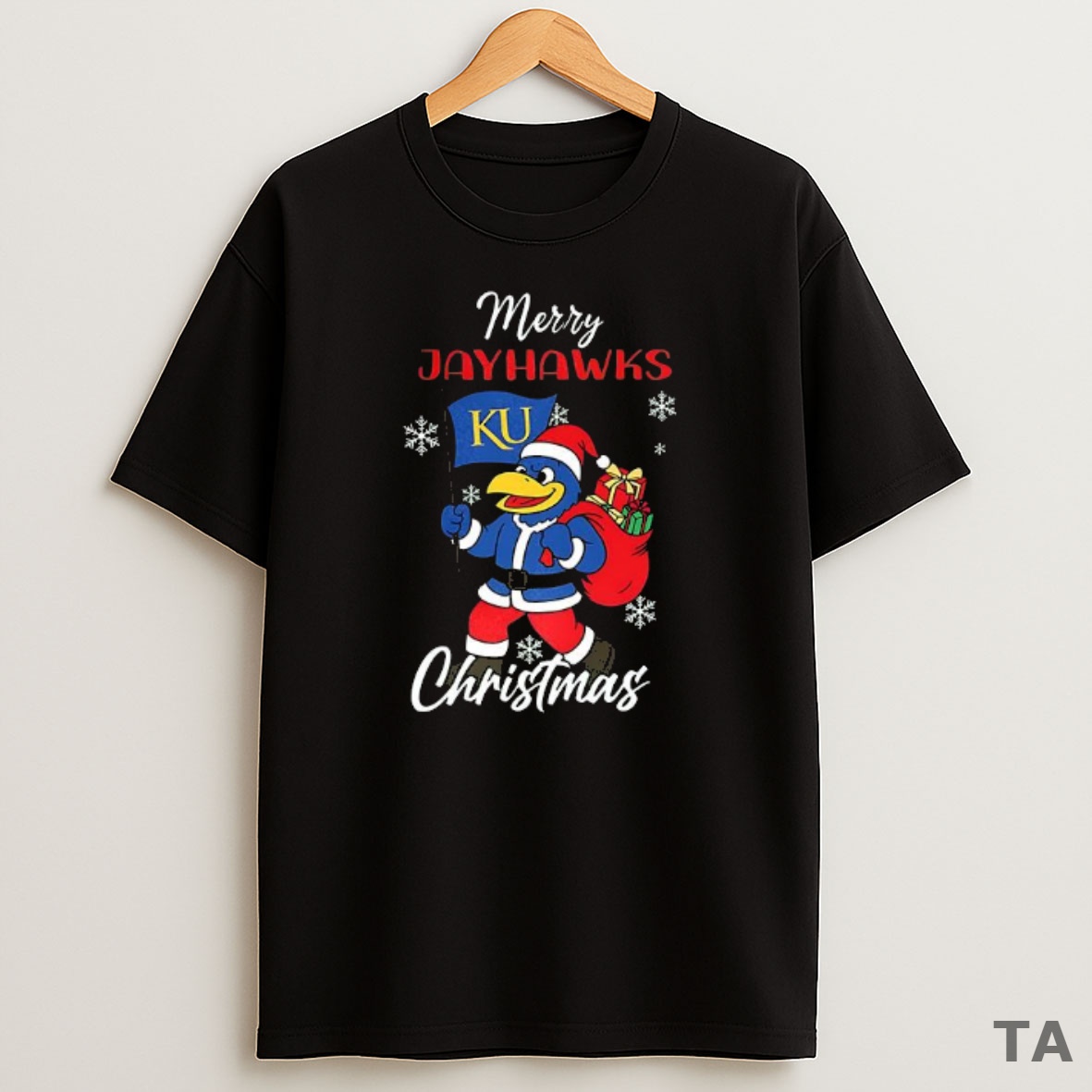 Top Merry Kansas Jayhawks Ncaa Mascot Christmas Sweatshirt Tee