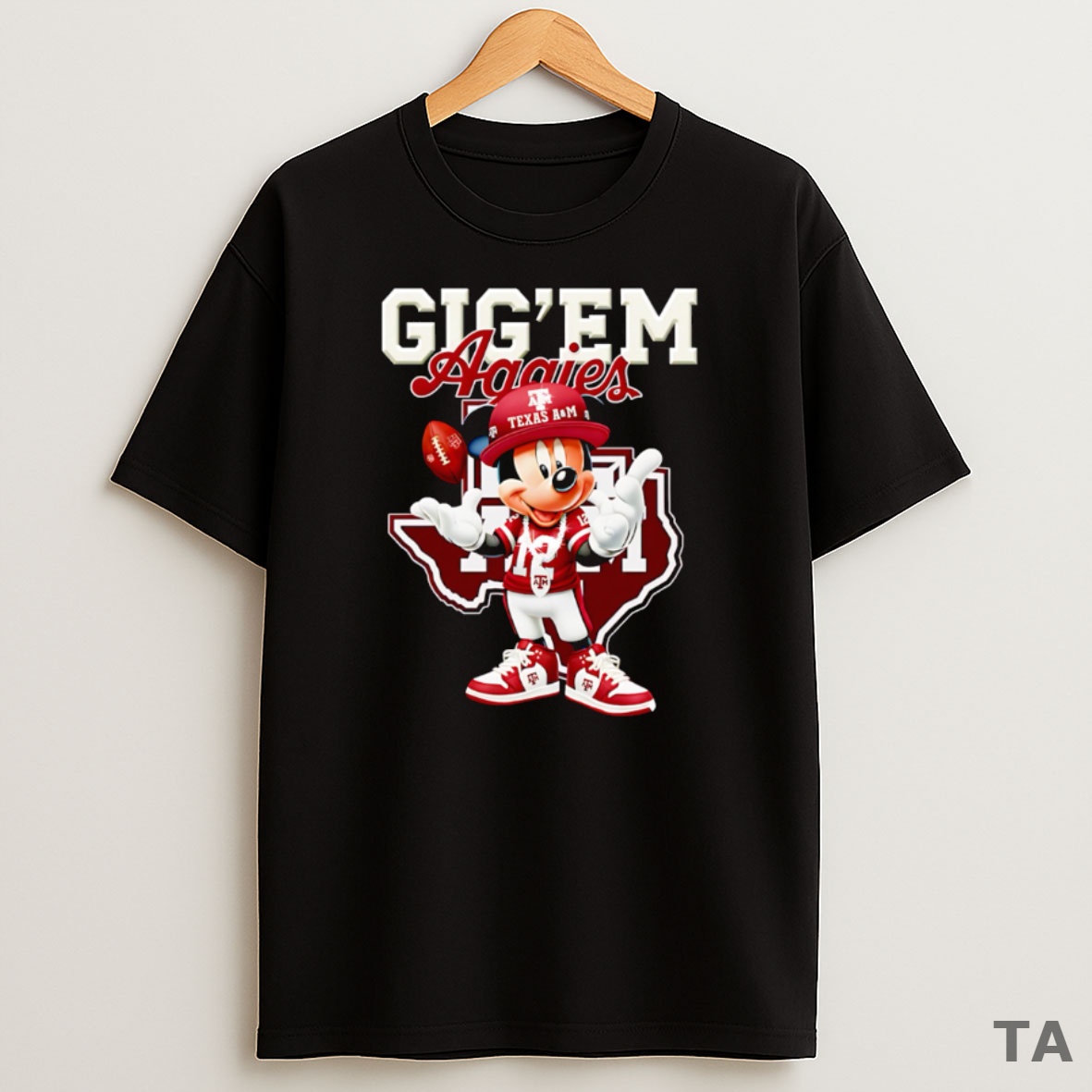 Top Mickey Mouse Gig Em Aggies Sweatshirt Tee