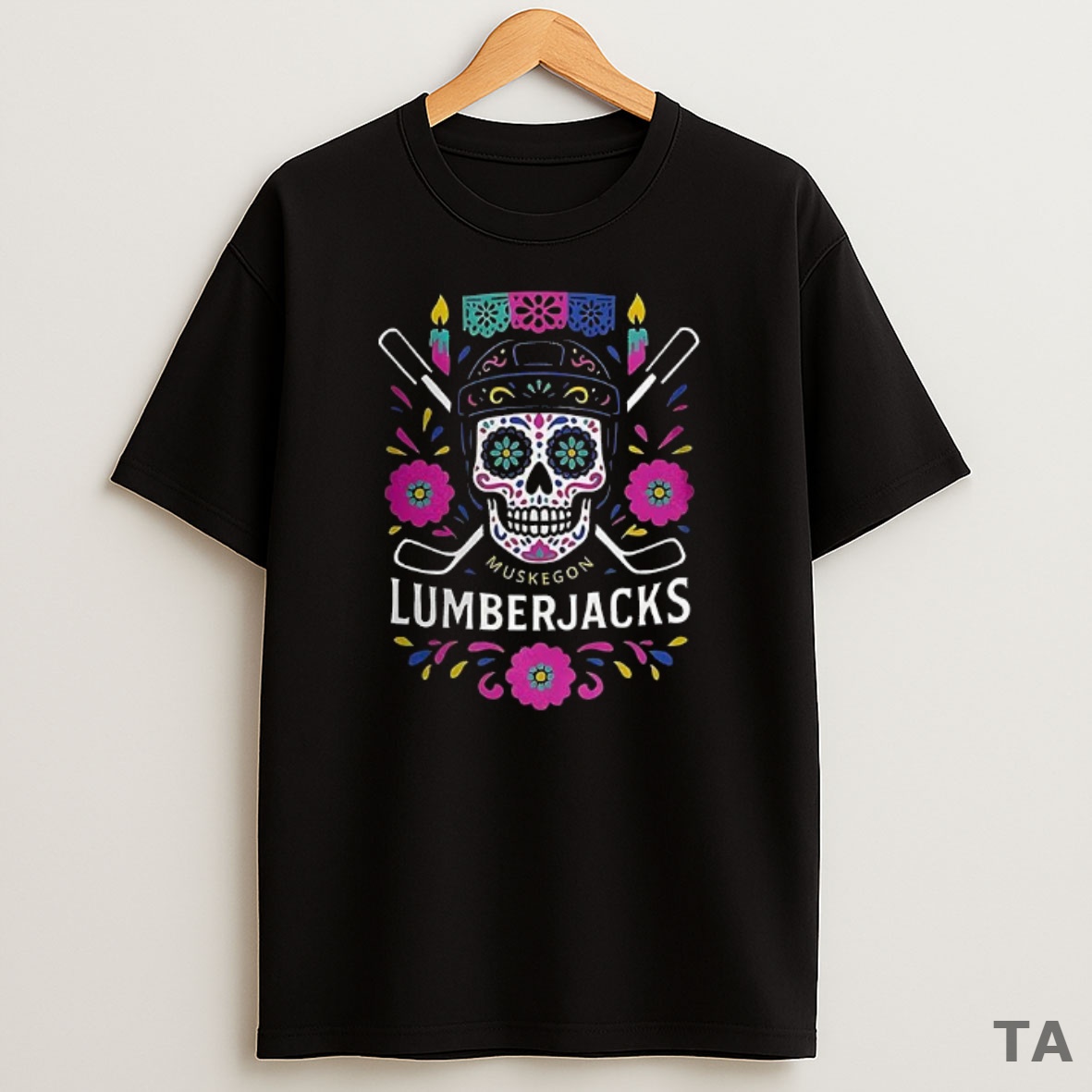 Top Muskegon Lumberjacks Dia De Los Muertos Sweatshirt Tee