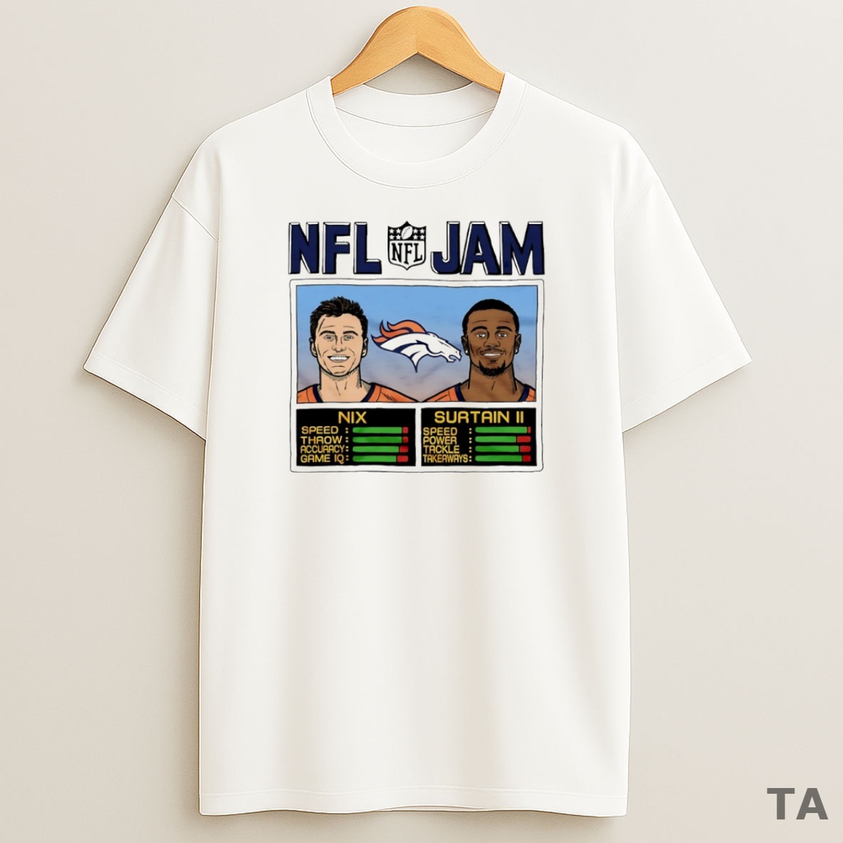 Top Nfl Jam Denver Broncos Bo Nix And Patrick Surtain Ii Circle Sweatshirt Tee
