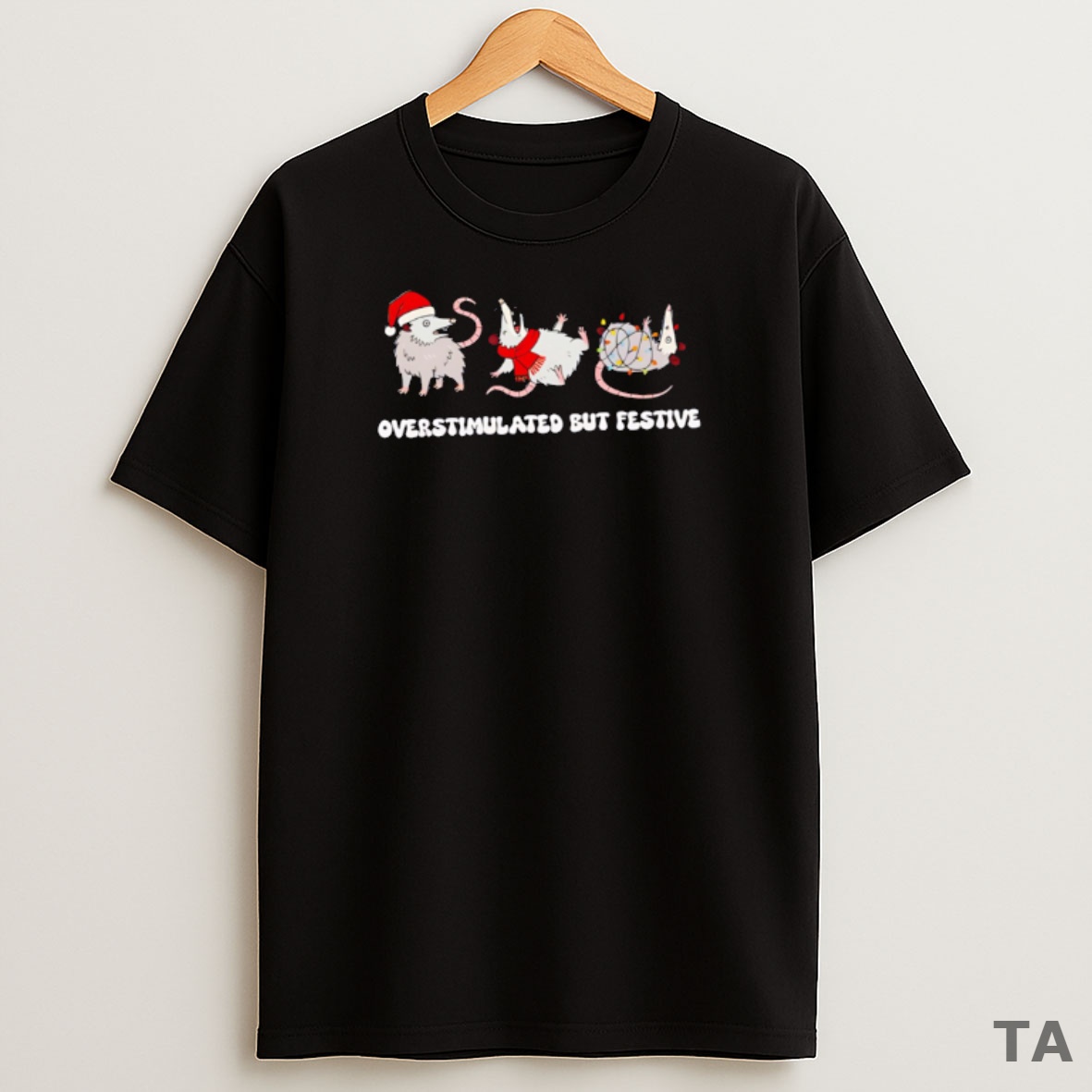 Top Nice Overstimulated But Festive Possum Christmas Sweatshirt Tee
