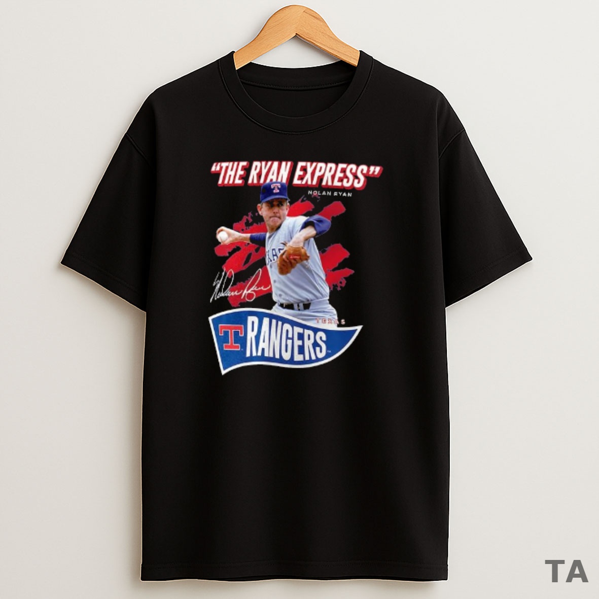 Top Nolan Ryan Texas Rangers The Ryan Express Signature Sweatshirt Tee