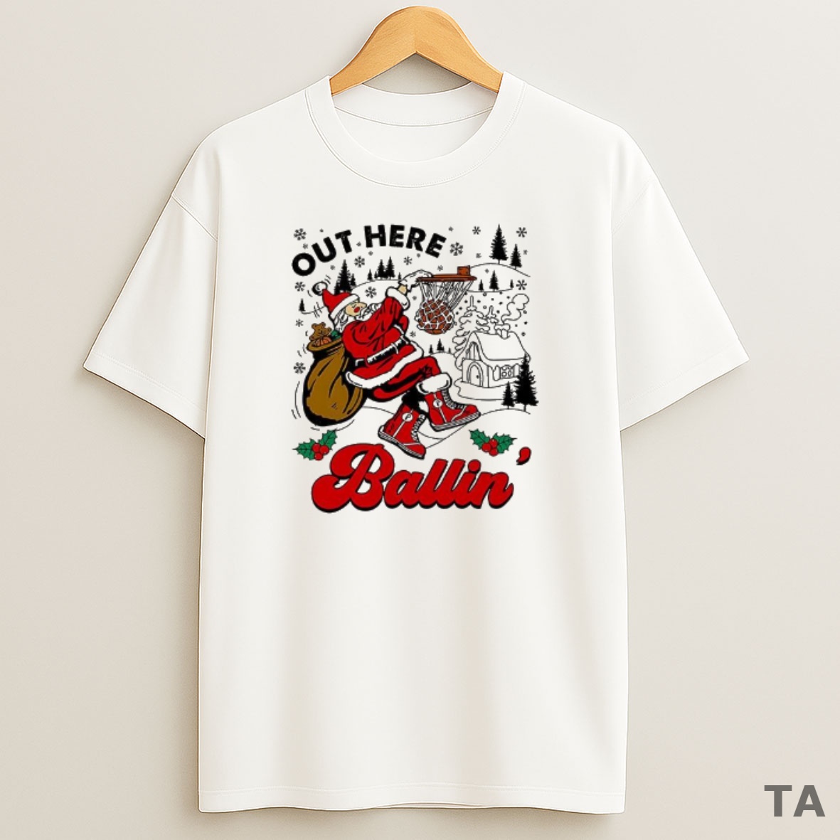 Top Out Here Ballin Santa Christmas Sweatshirt Tee