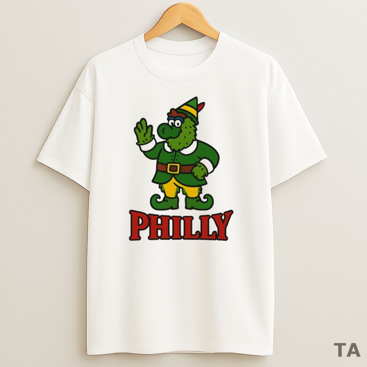 Top Philadelphia Phillies Christmas Elf X Phillie Phanatic Mascot Circle Sweatshirt Tee