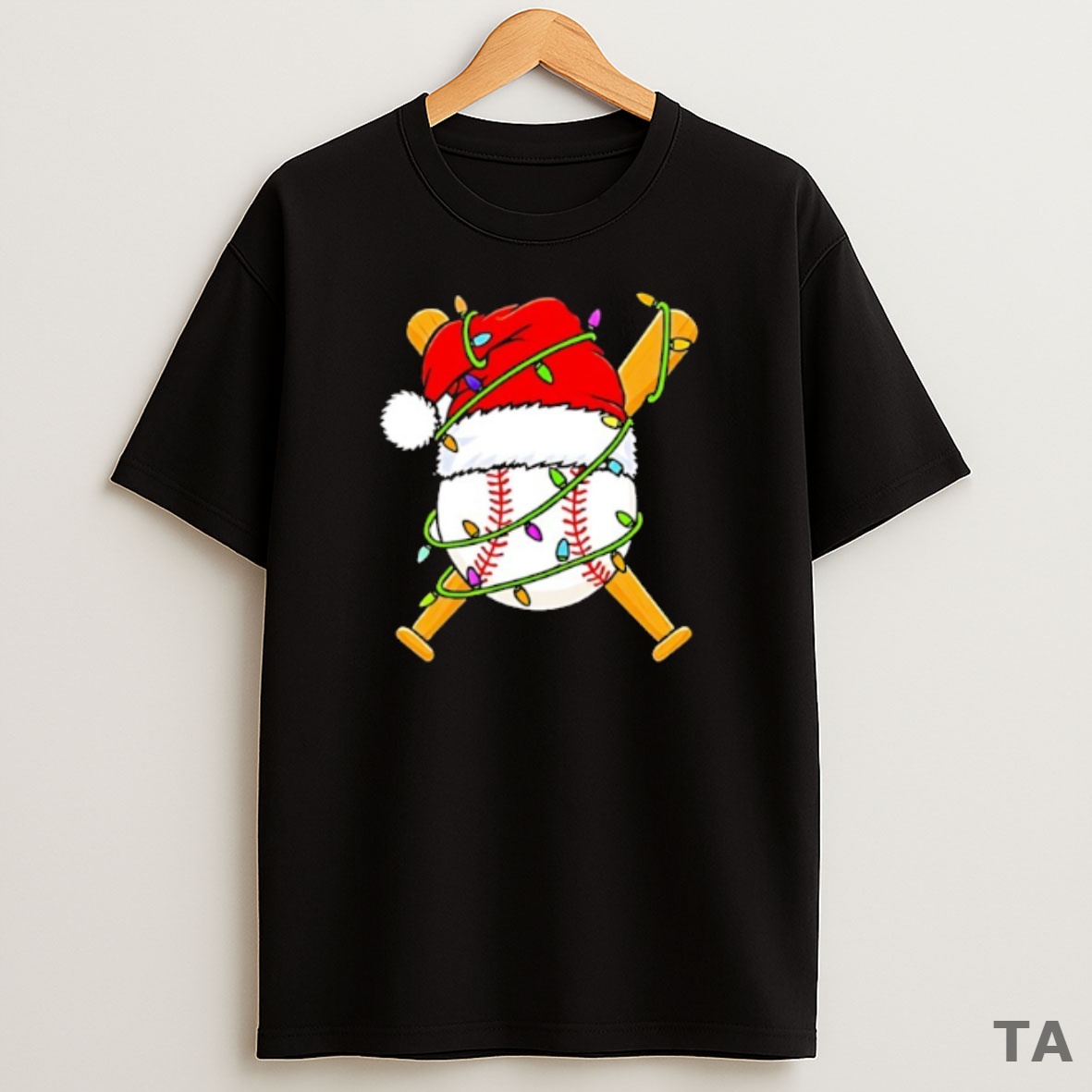 Top Santa Claus Baseball Light Christmas Sweatshirt Tee
