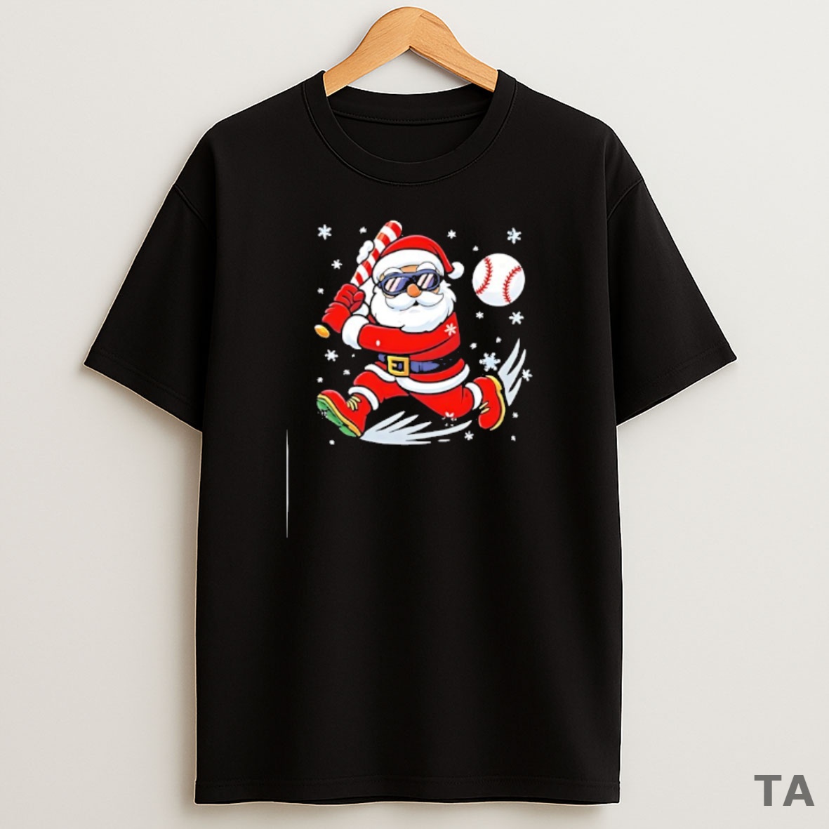 Top Santa Clause Baseball Merry Christmas Sweatshirt Tee