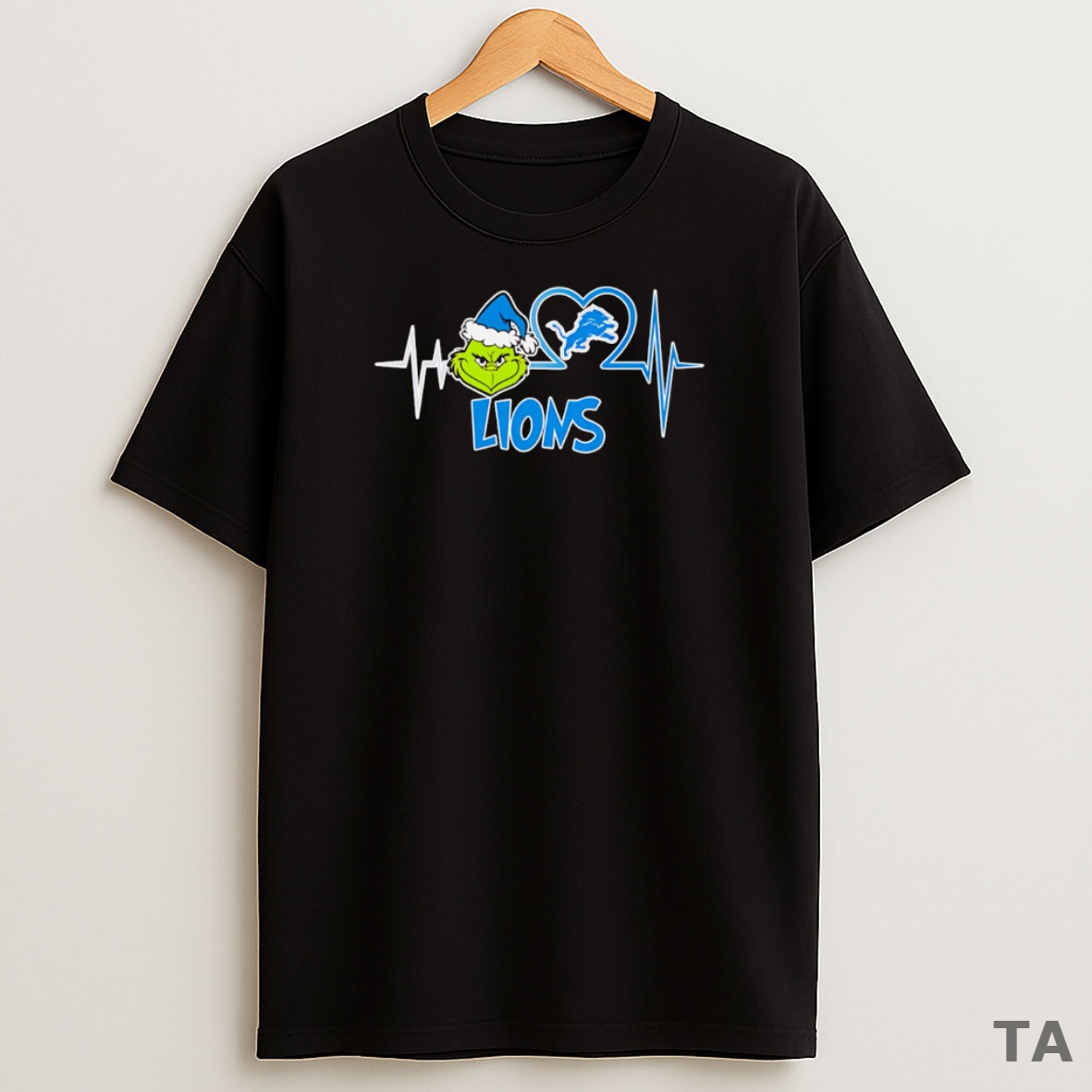 Top Santa Grinch Heartbeat Detroit Lions Sweatshirt Tee