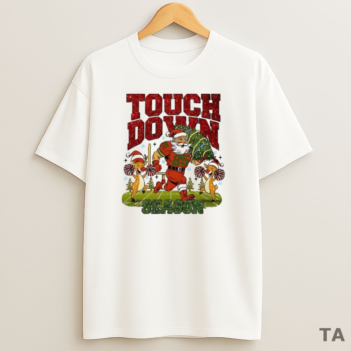 Top Santa Touchdown Season Christmas Game Day Sweatshirt Tee