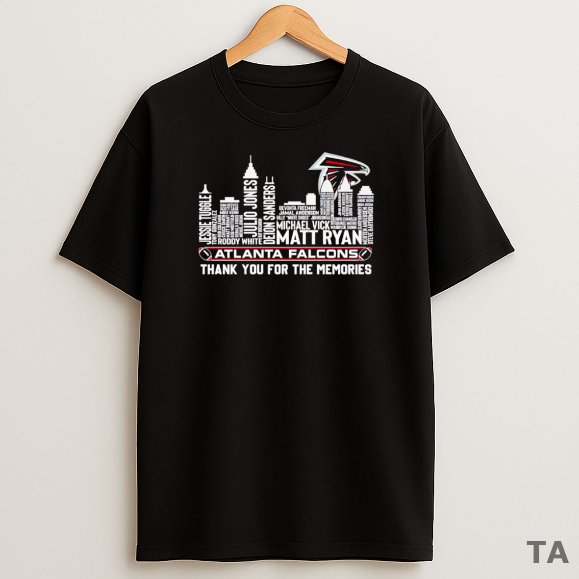 Top Skyline Name Atlanta Falcons Thank You For The Memories Sweatshirt Tee
