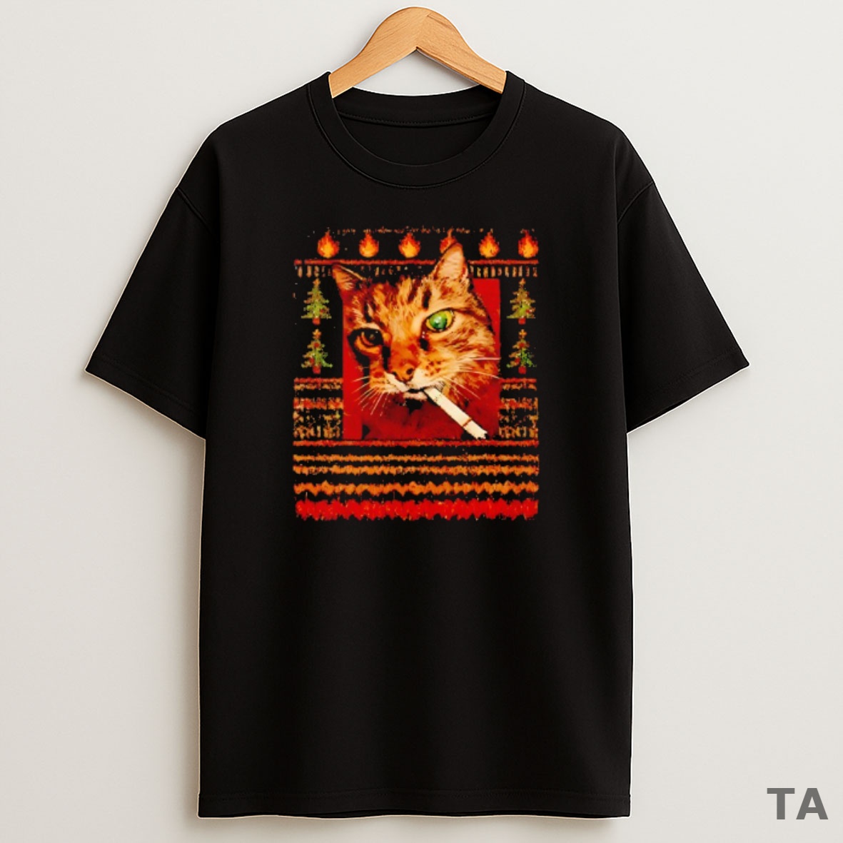 Top Smoking Cat Meme Merry Christmas Sweatshirt Tee