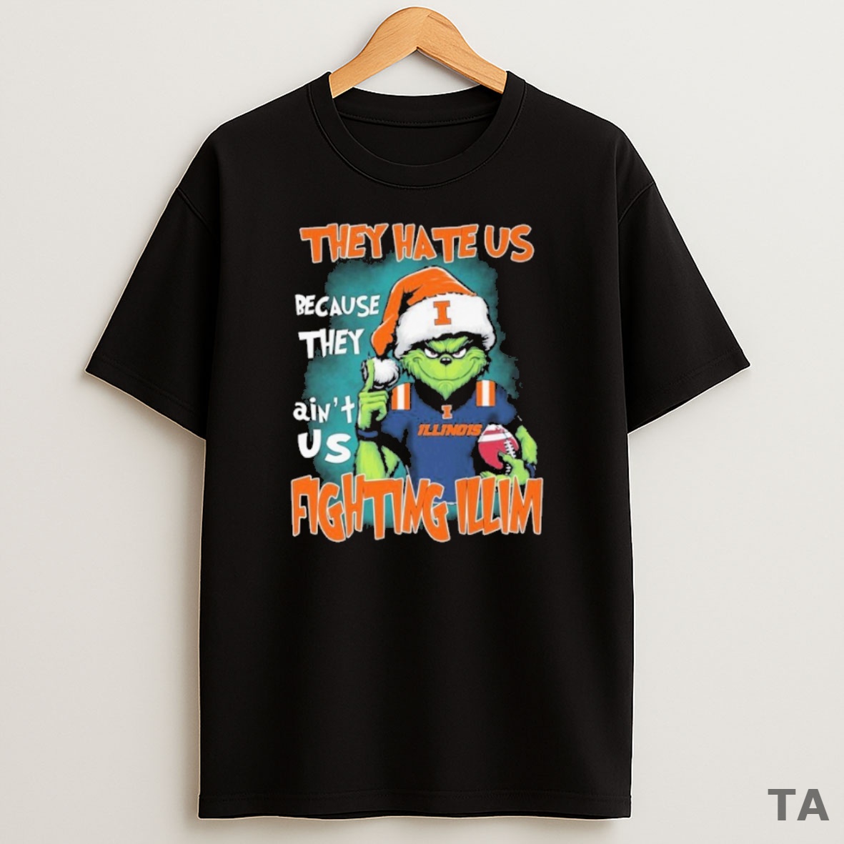 Top The Grinch They Hate Us Because They Aint Us Illinois Fighting Illini Christmas Sweatshirt Tee